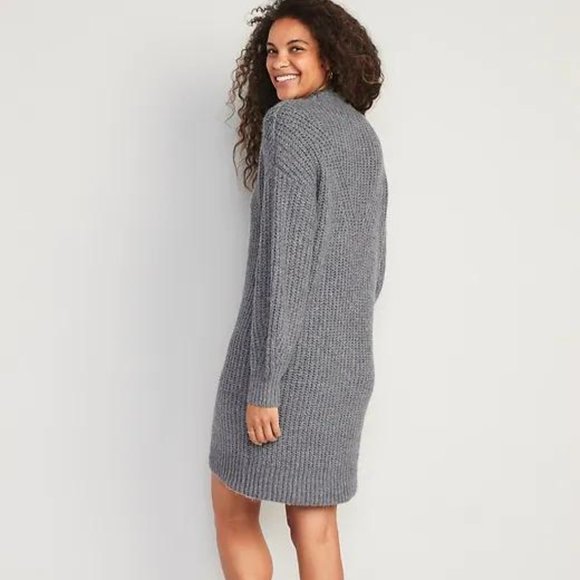 Old Navy Long-Sleeve Relaxed Mock-Neck Mini Sweater Shift Dress for Women - Picture 2 of 3